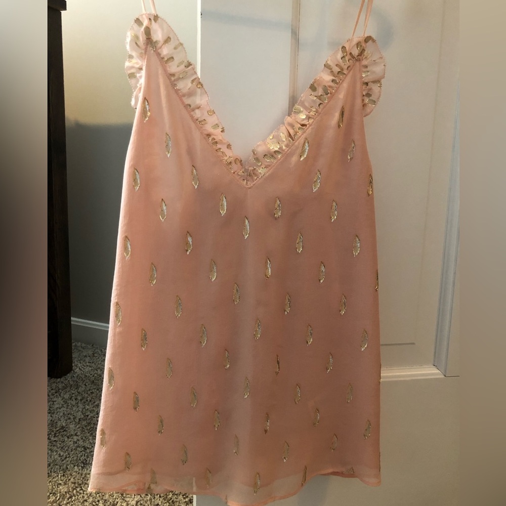 Rebecca Taylor pale pink and metallic camisole
